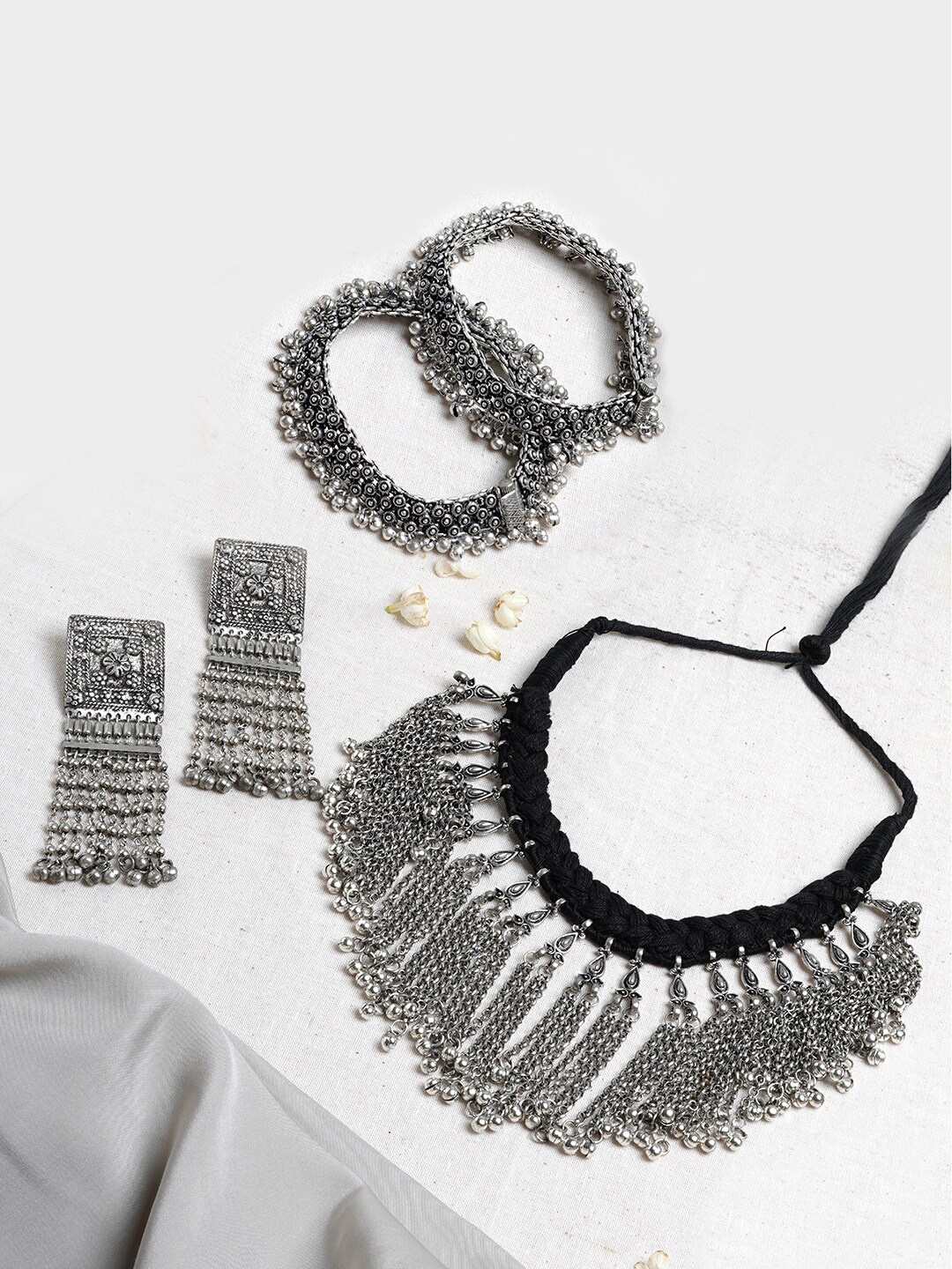 

TEEJH Oxidised Silver-Plated Jewellery Set
