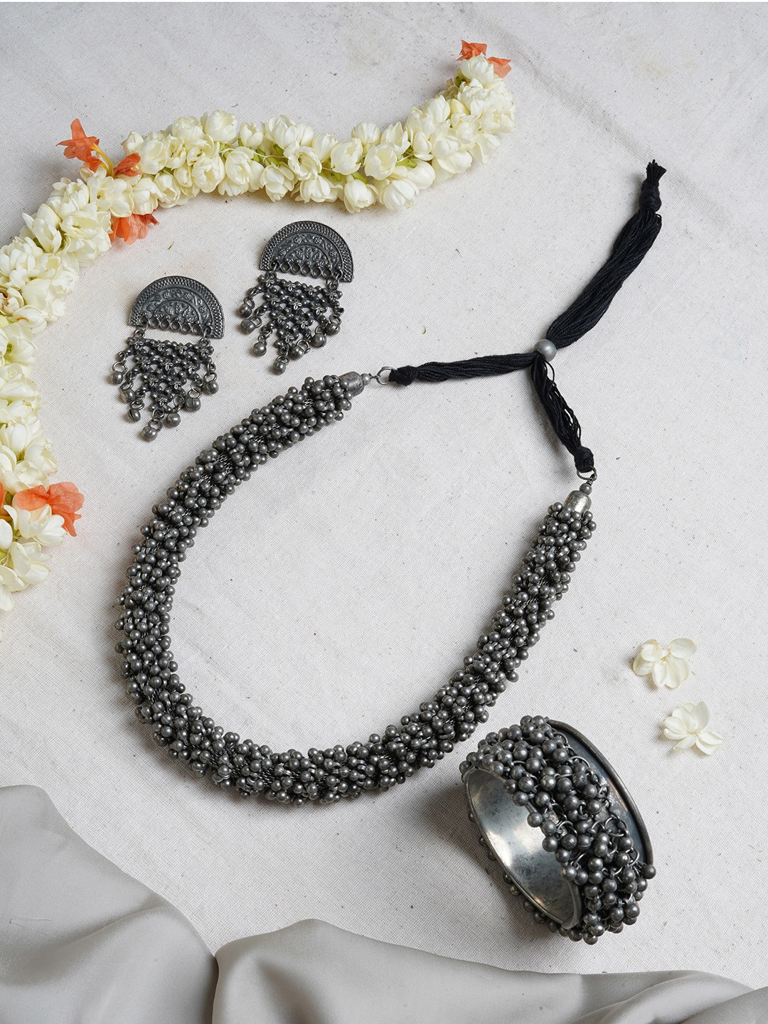 

TEEJH Oxidised Silver-Plated Jewellery Set