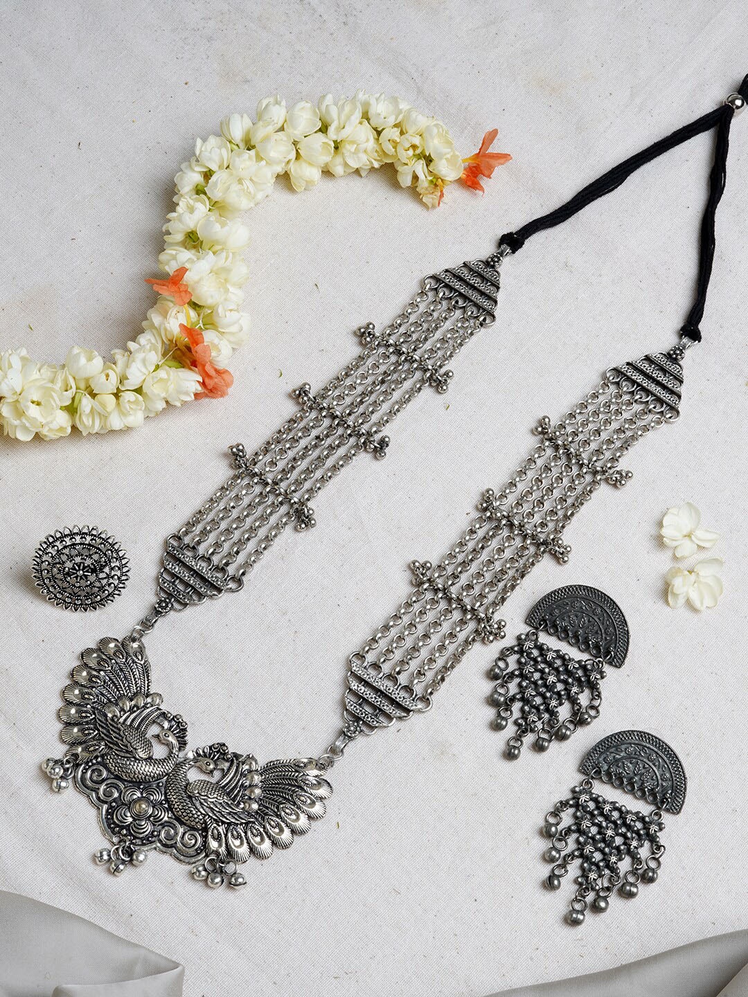 

TEEJH Oxidised Silver-Plated Jewellery Set