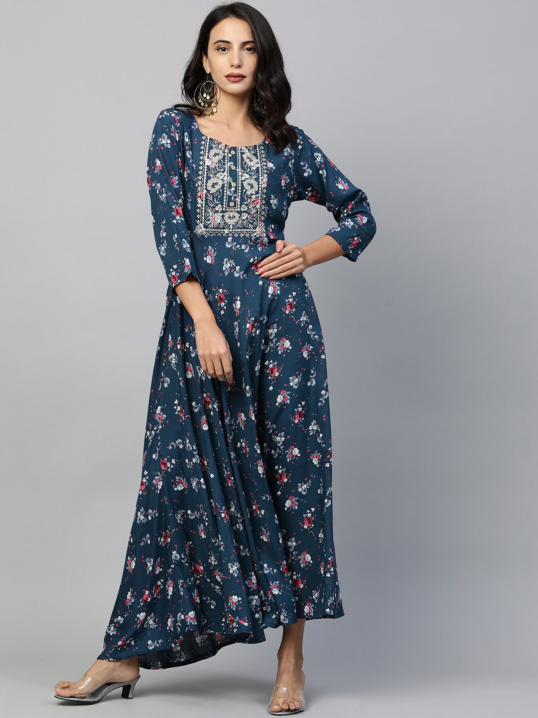 

FASHOR Blue Floral Maxi Dress