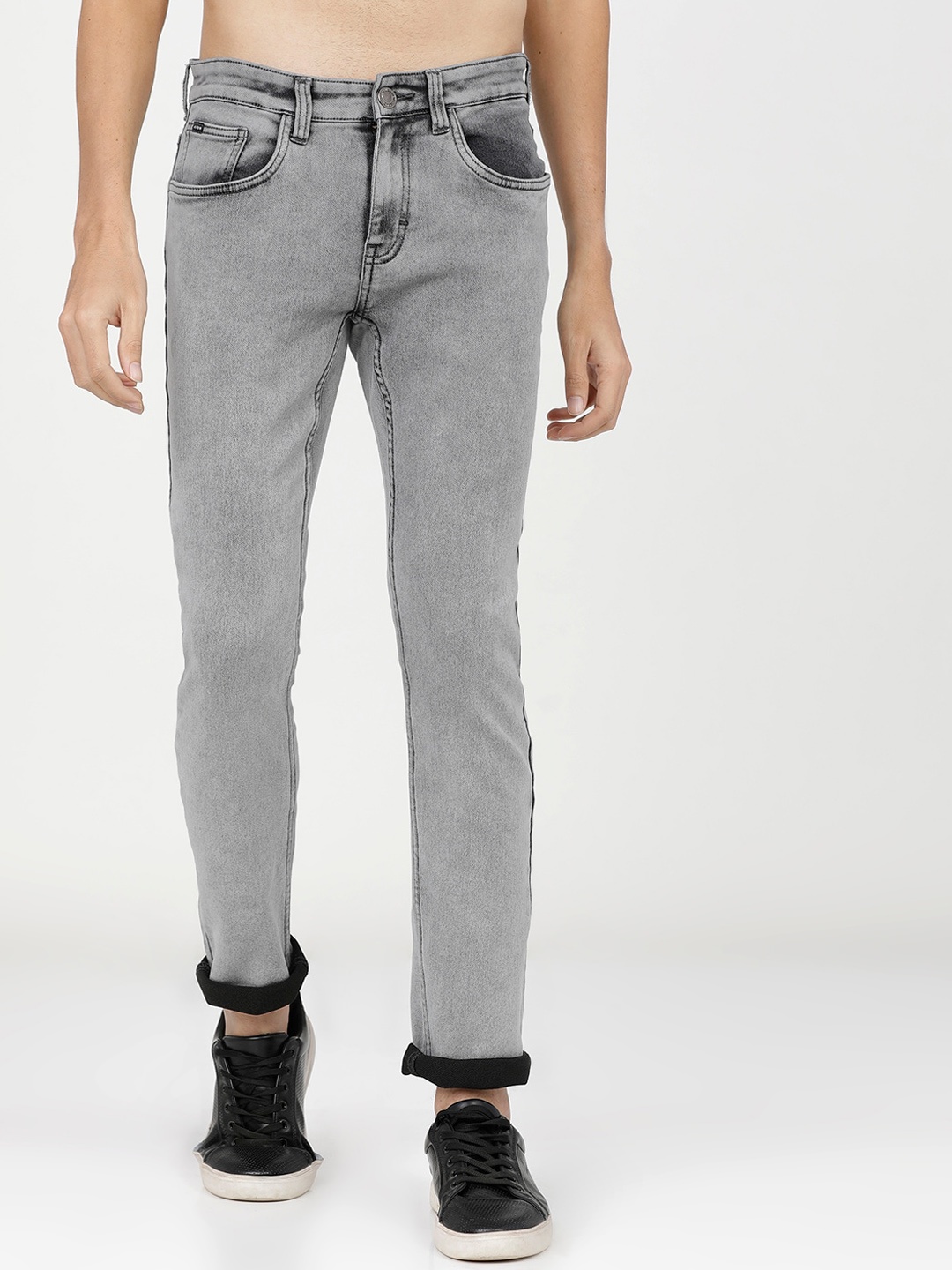 

HIGHLANDER Men Grey Tapered Fit Heavy Fade Stretchable Jeans