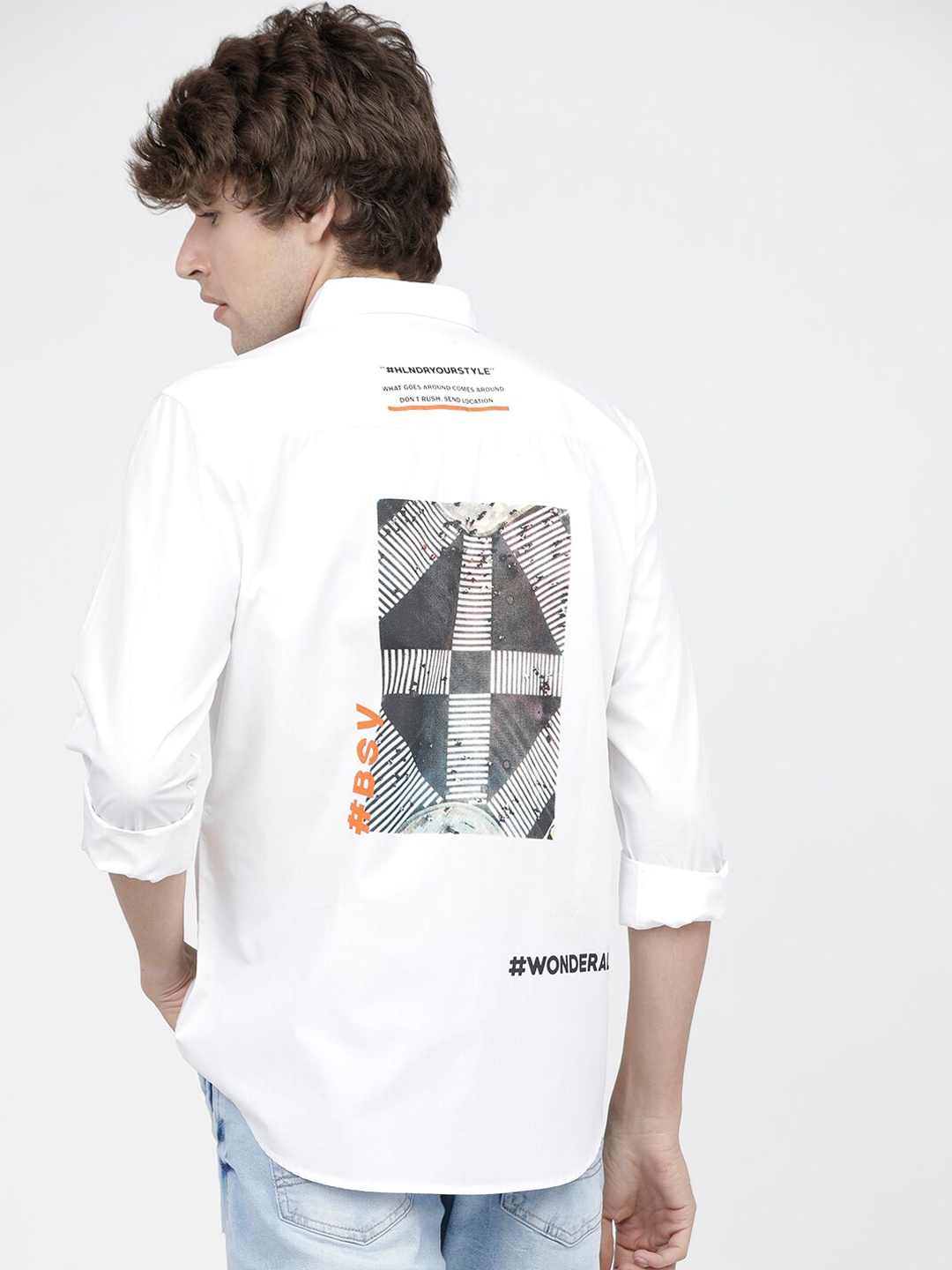 

HIGHLANDER Men White Slim Fit Opaque Cotton Casual Shirt
