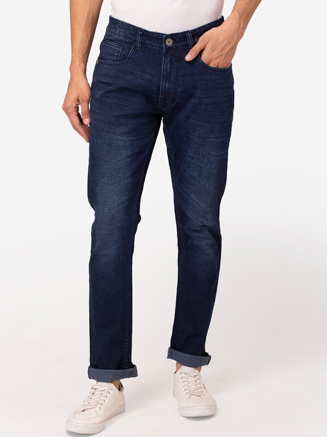 

Allen Cooper Men Navy Blue Slim Fit Light Fade Stretchable Jeans