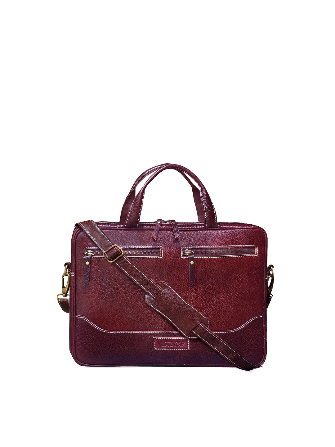 

ABYS Men Burgundy Leather Laptop Bag