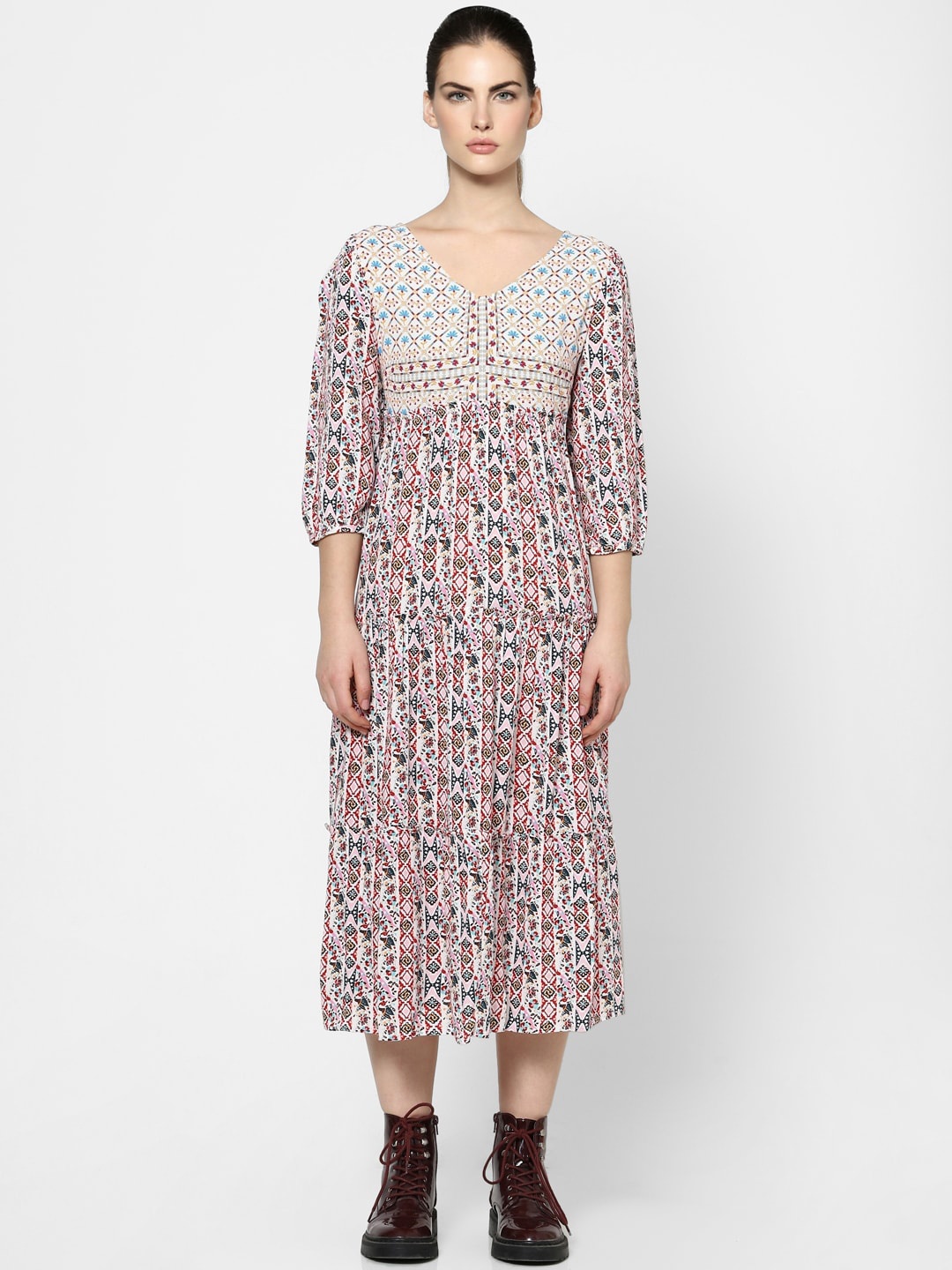 

ONLY Pink Floral Empire Midi Dress