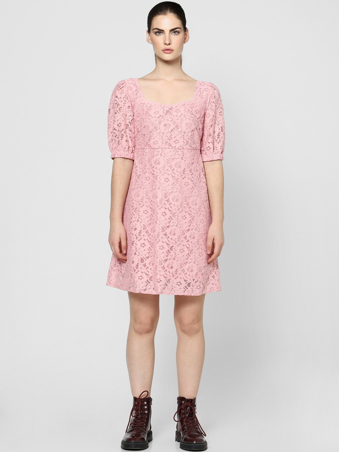 

ONLY Pink Self Design Dress