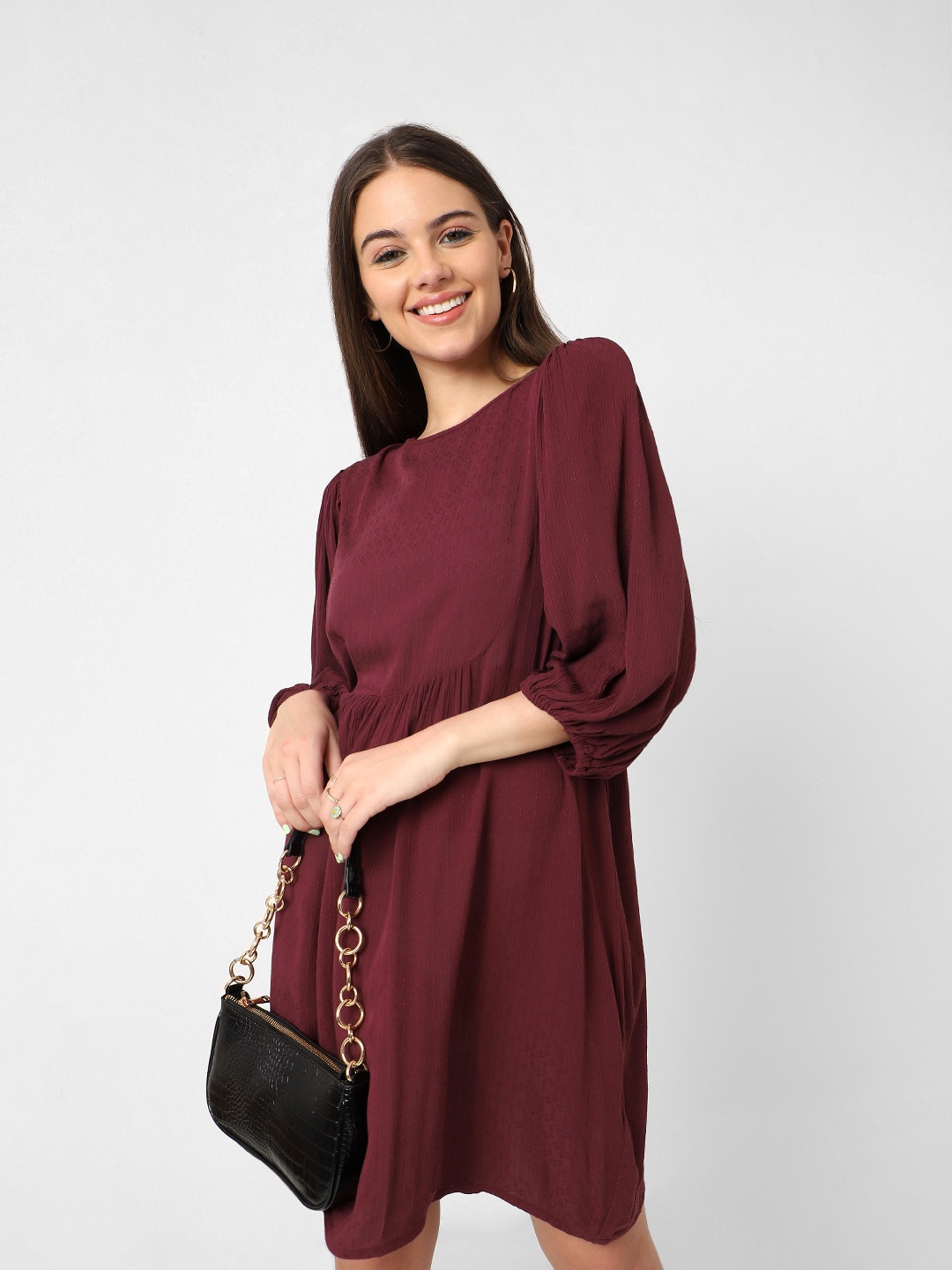 

ONLY Maroon A-Line Dress