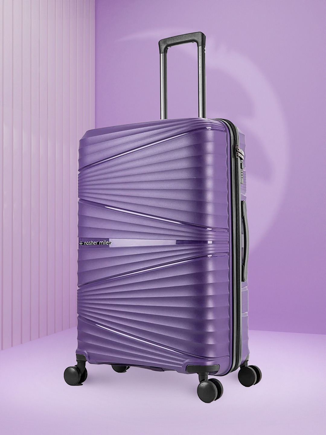 

Nasher Miles Mumbai Textured Hard-Sided Medium Trolley Bag, Purple