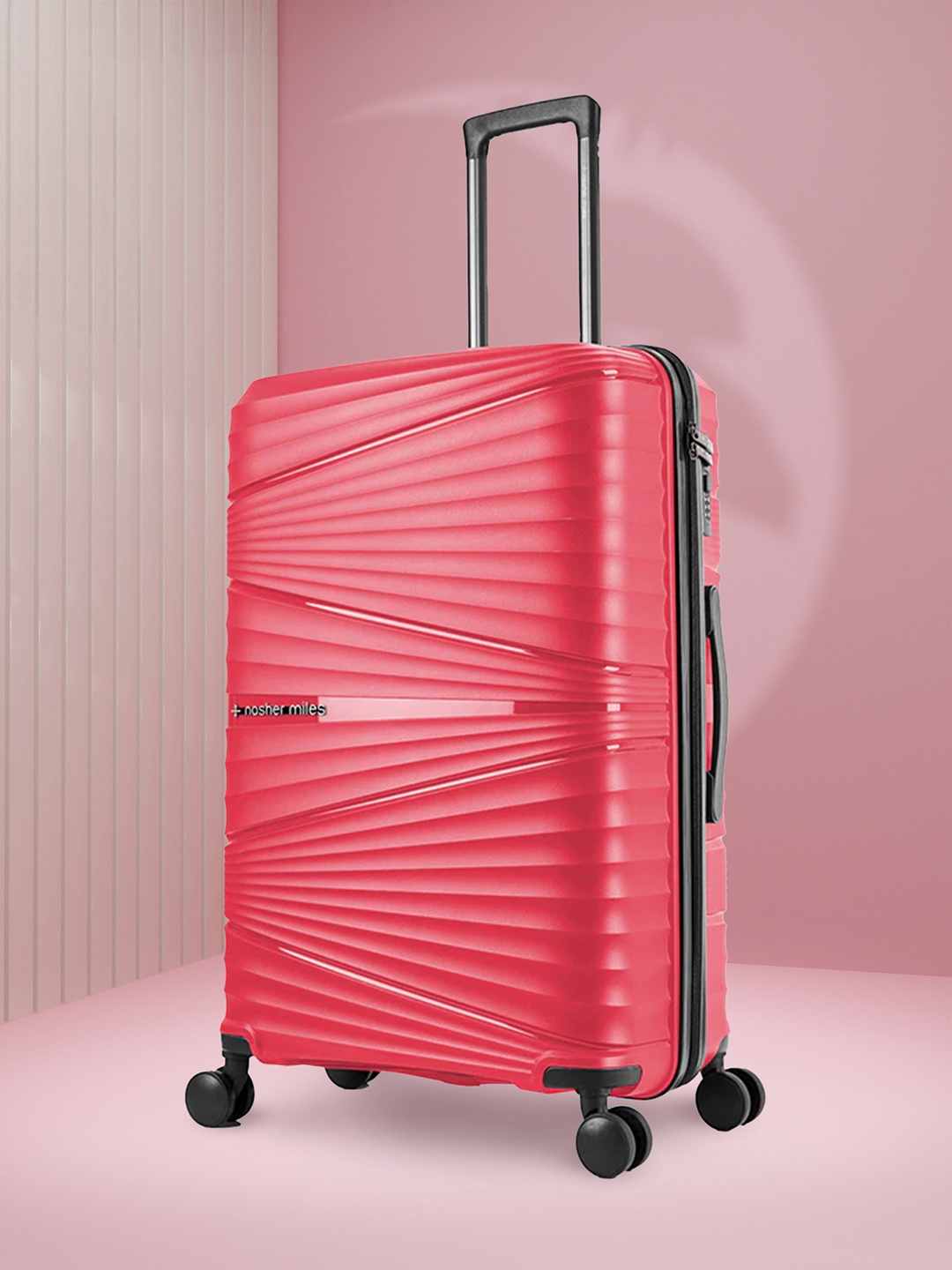 

Nasher Miles Red Solid Hard-Sided Medium Trolley Suitcase