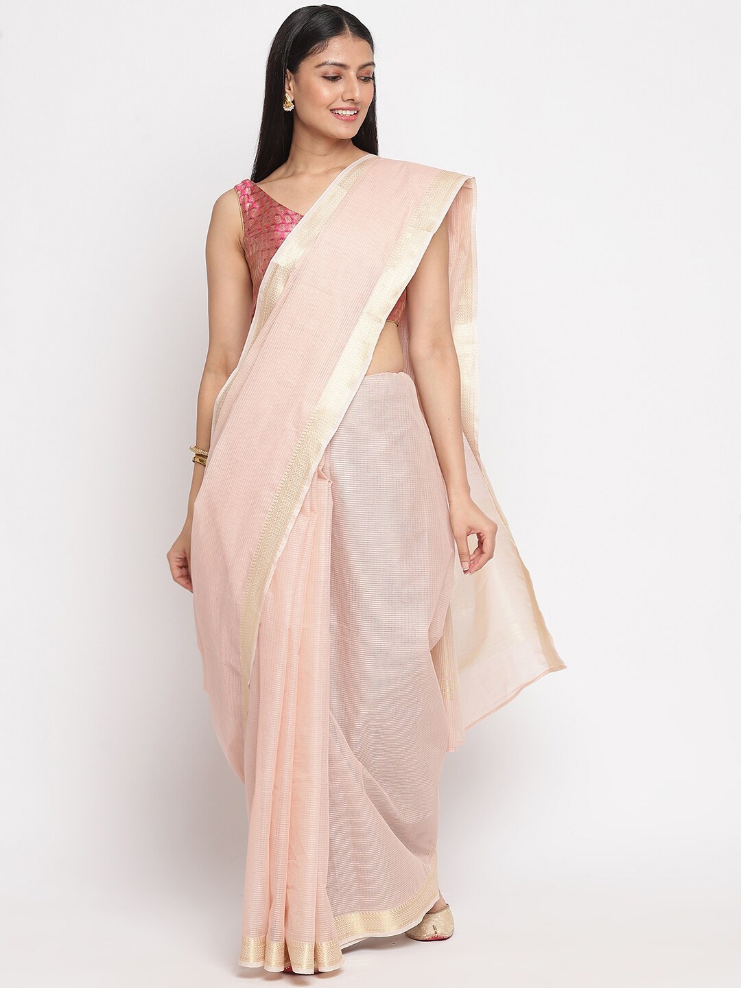 

Fabindia Beige & Gold-Toned Woven Design Pure Cotton Saree