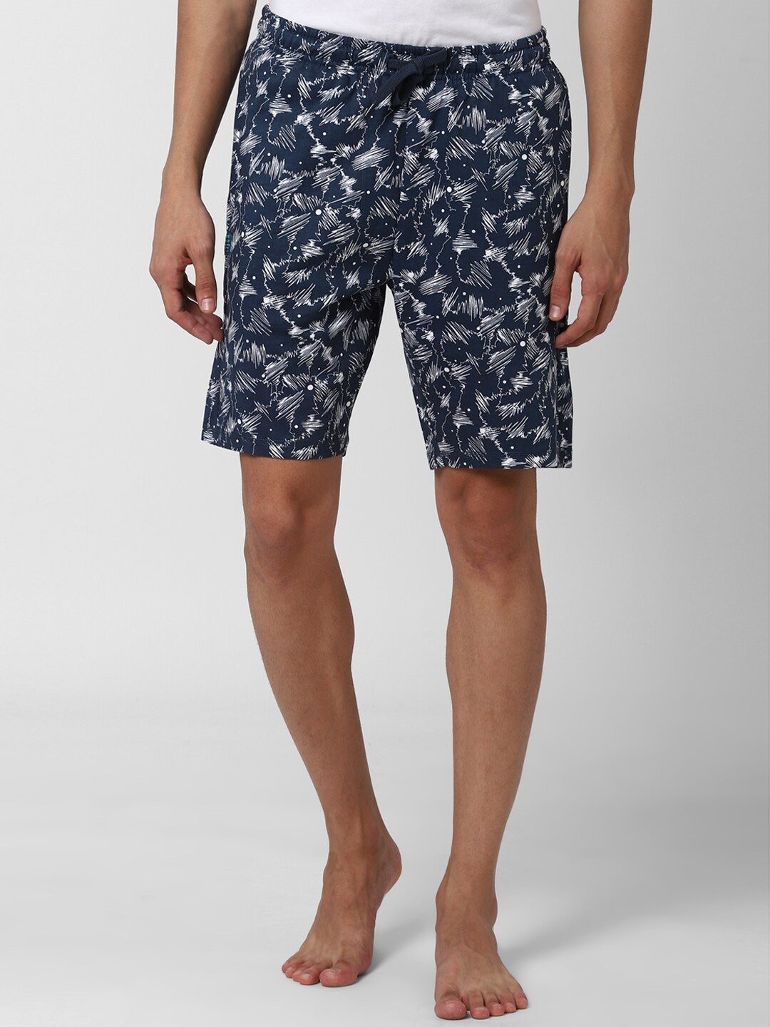 

Peter England Men Navy Blue & White Printed Lounge Shorts