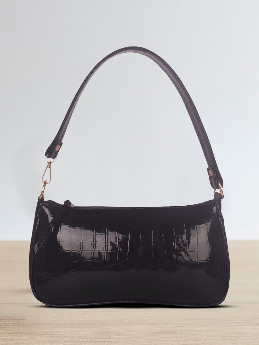 

Bagkok Black PU Structured Shoulder Bag with Quilted