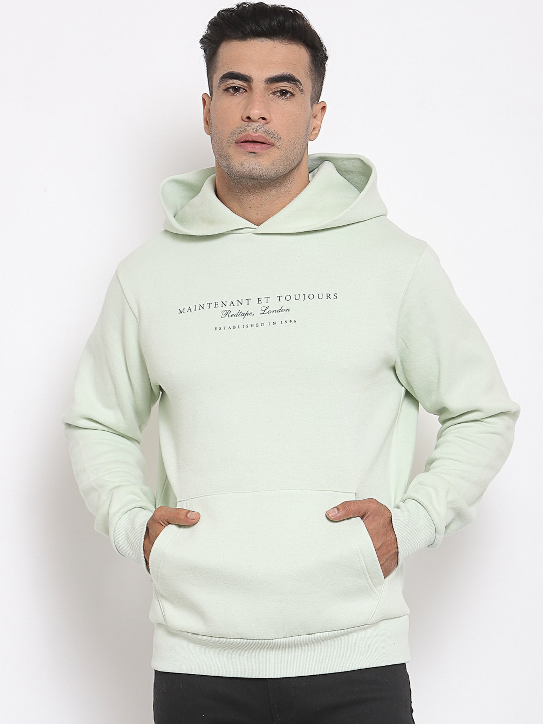 

Red Tape Men Green Hooded Sweatshirt