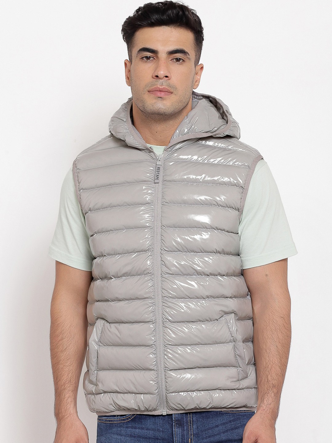 

Red Tape Men Grey Solid Padded Jacket