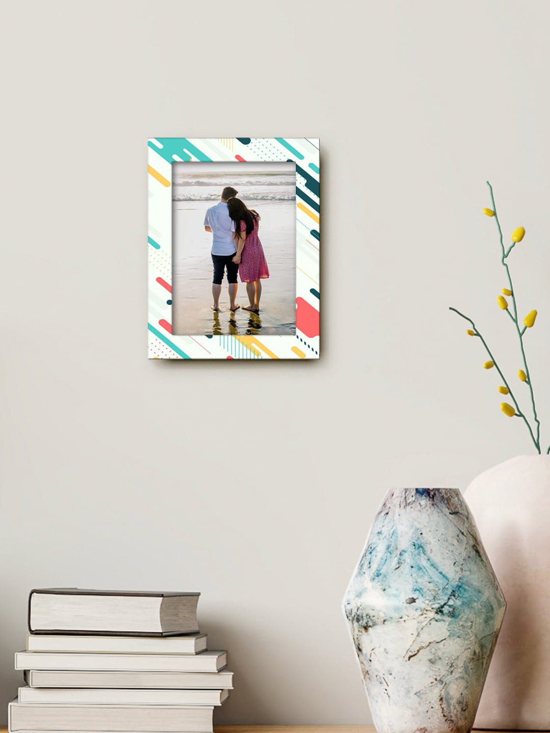 

999Store White & Orange Abstract Printed MDF Photo Frame
