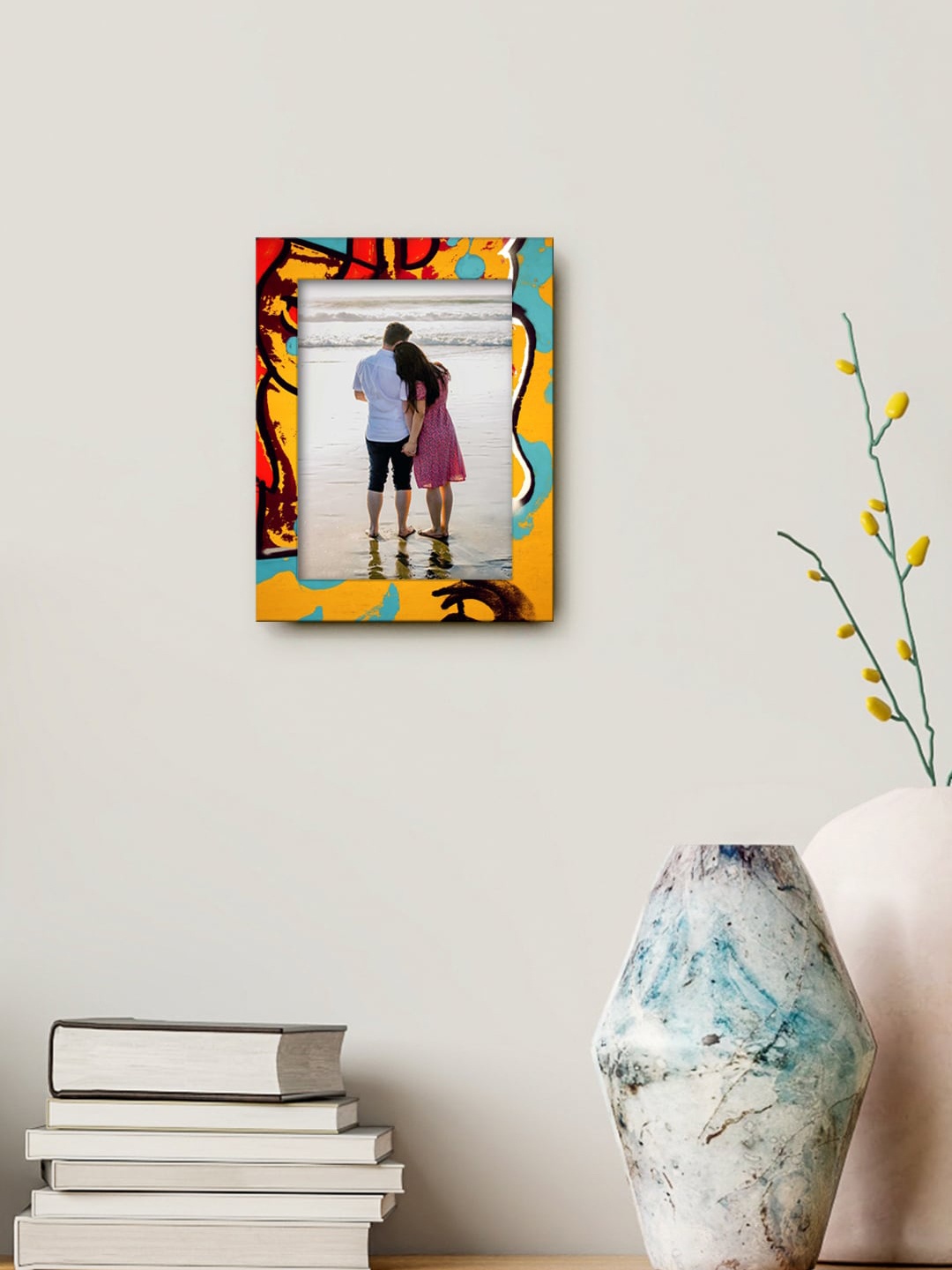 

999Store Yellow and Blue Abstract Printed MDF Photo Frame