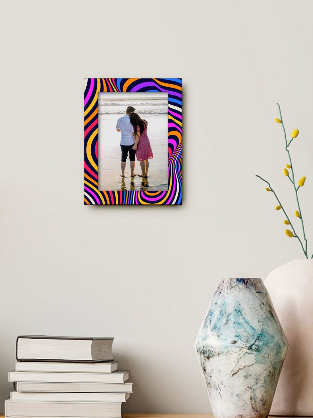 

999Store Pink & Blue Abstract Pattern Printed MDF Photo Frame