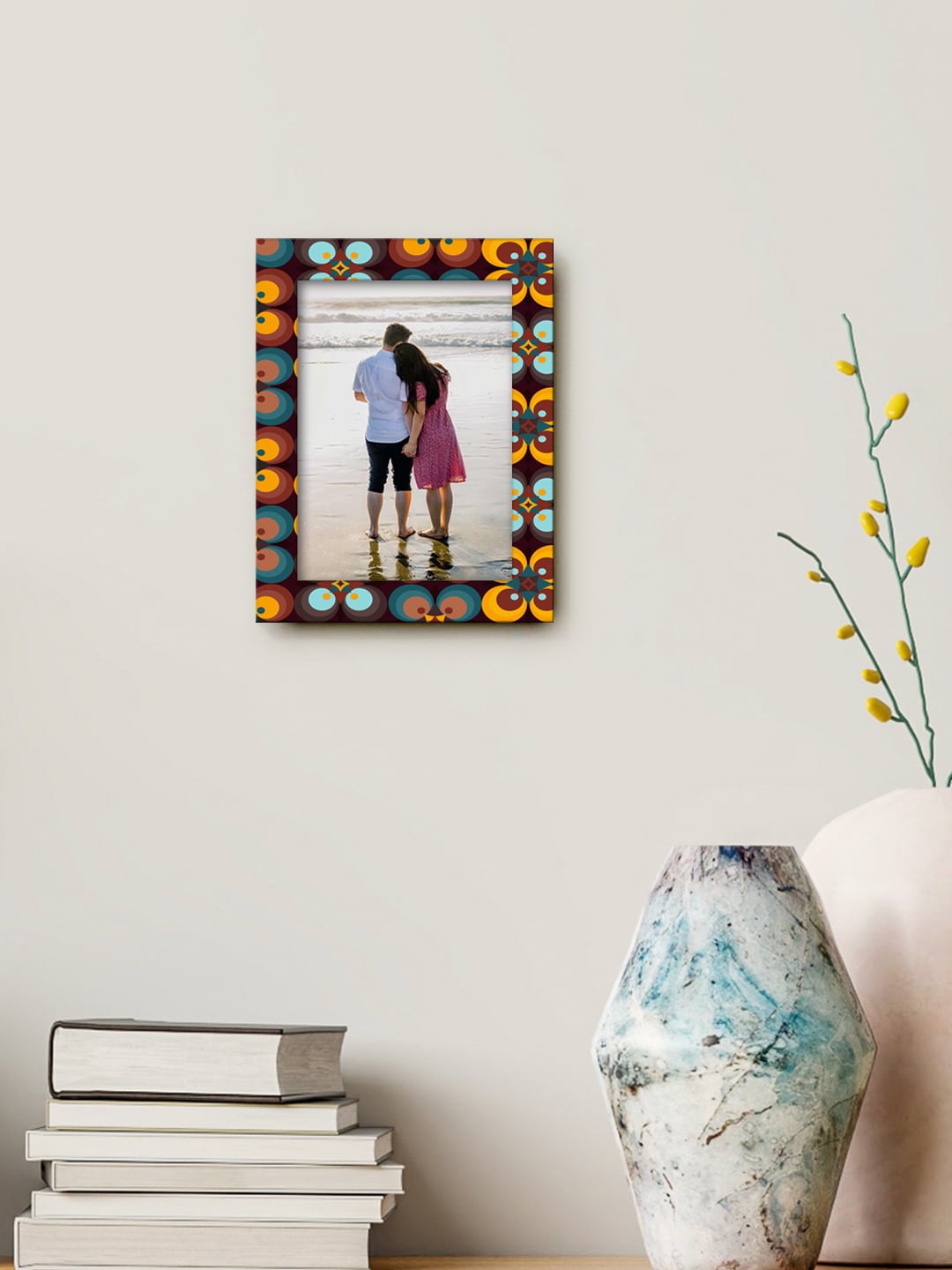 

999Store Brown & Orange Printed MDF Wall Photo Frame