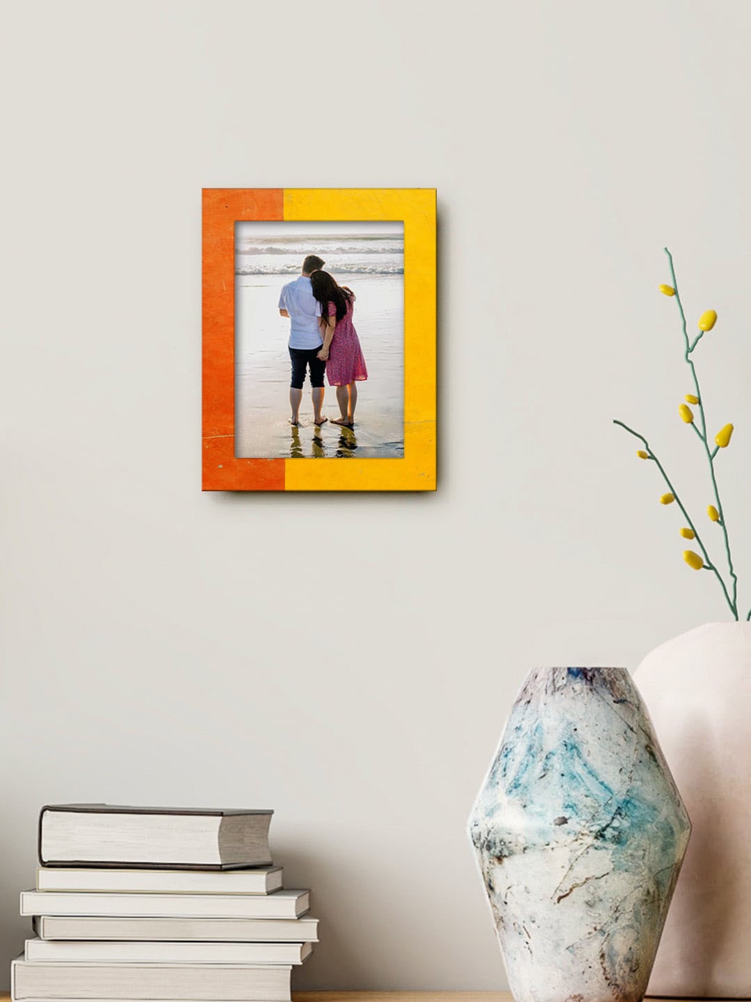 

999Store Orange & Yellow Printed MDF Wall Photo Frame
