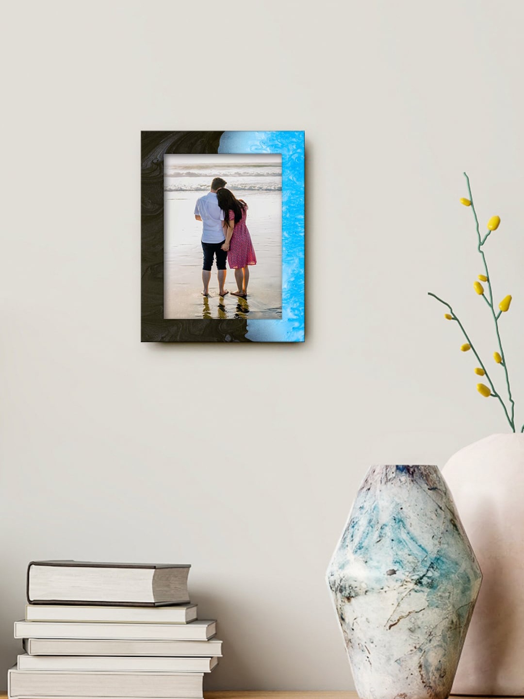 

999Store Black & Blue Printed MDF Wall Photo Frame