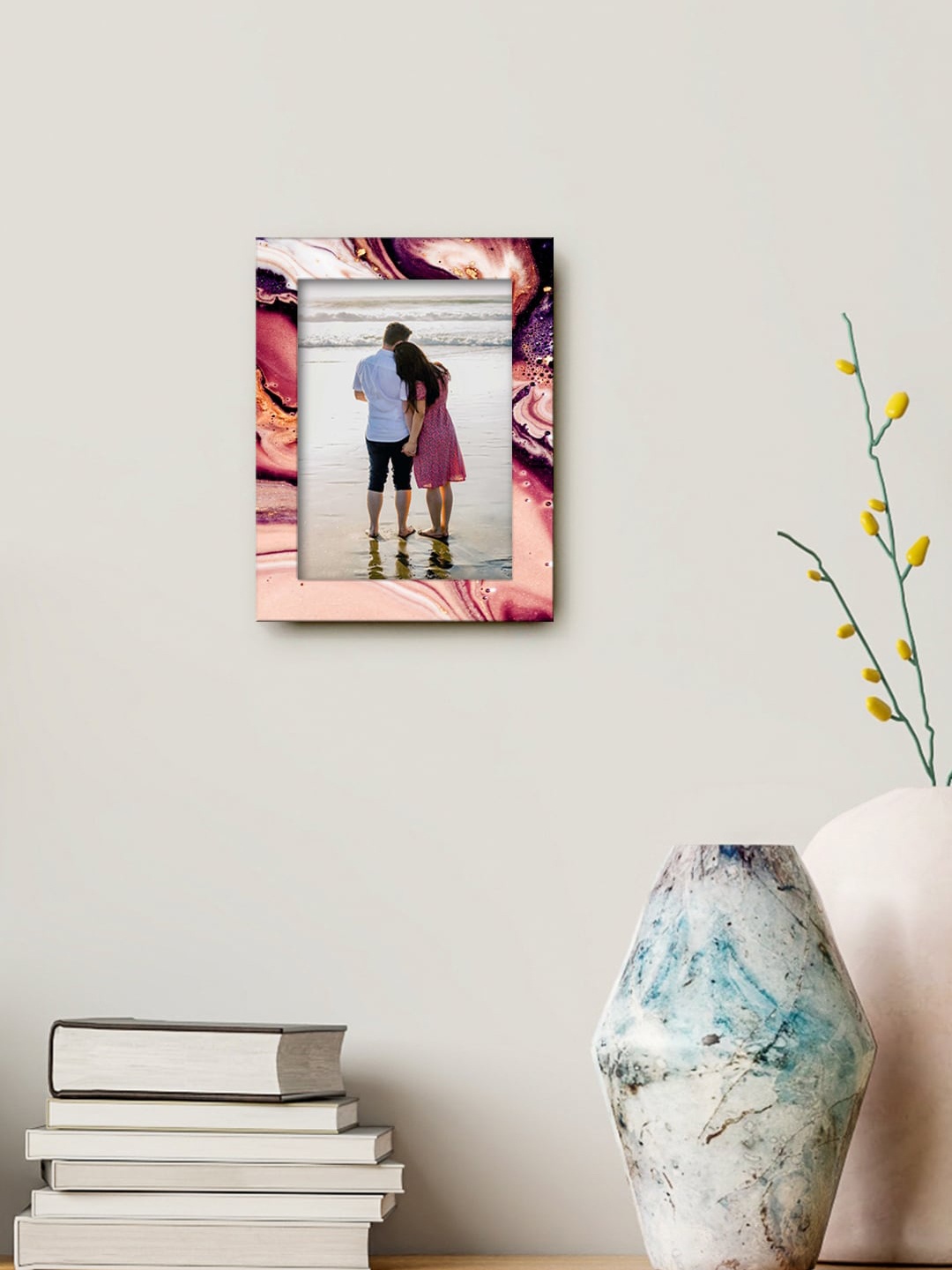 

999Store Brown & Pink Printed MDF Wall Photo Frame