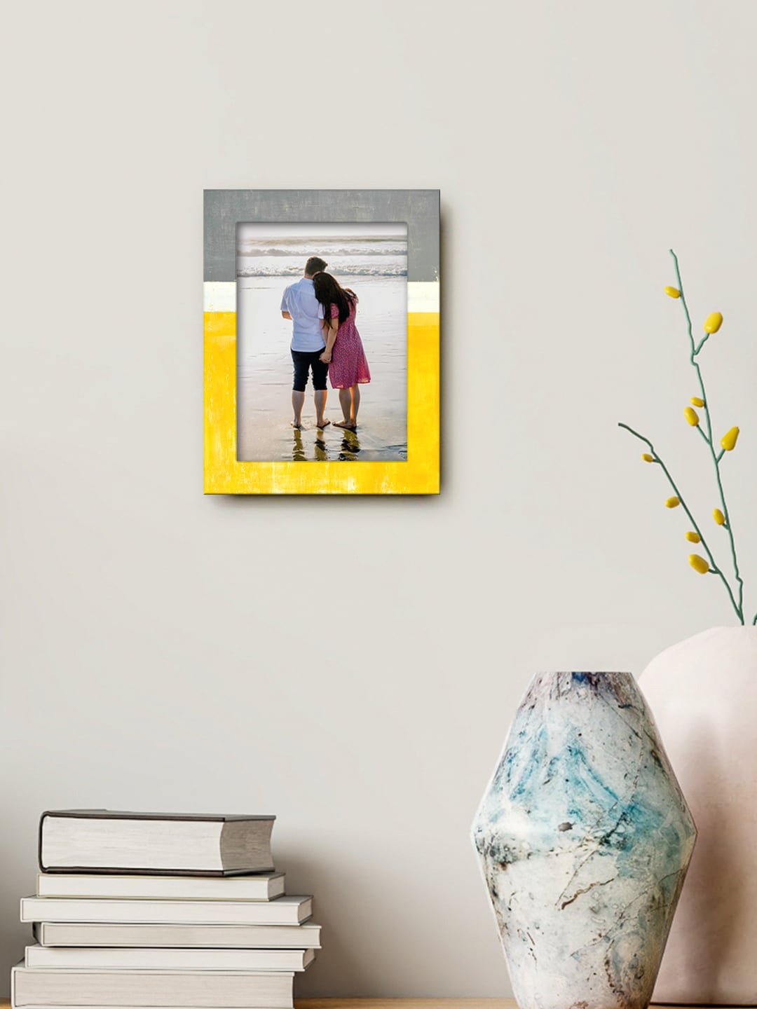 

999Store Yellow & Grey Printed MDF Wall Photo Frame