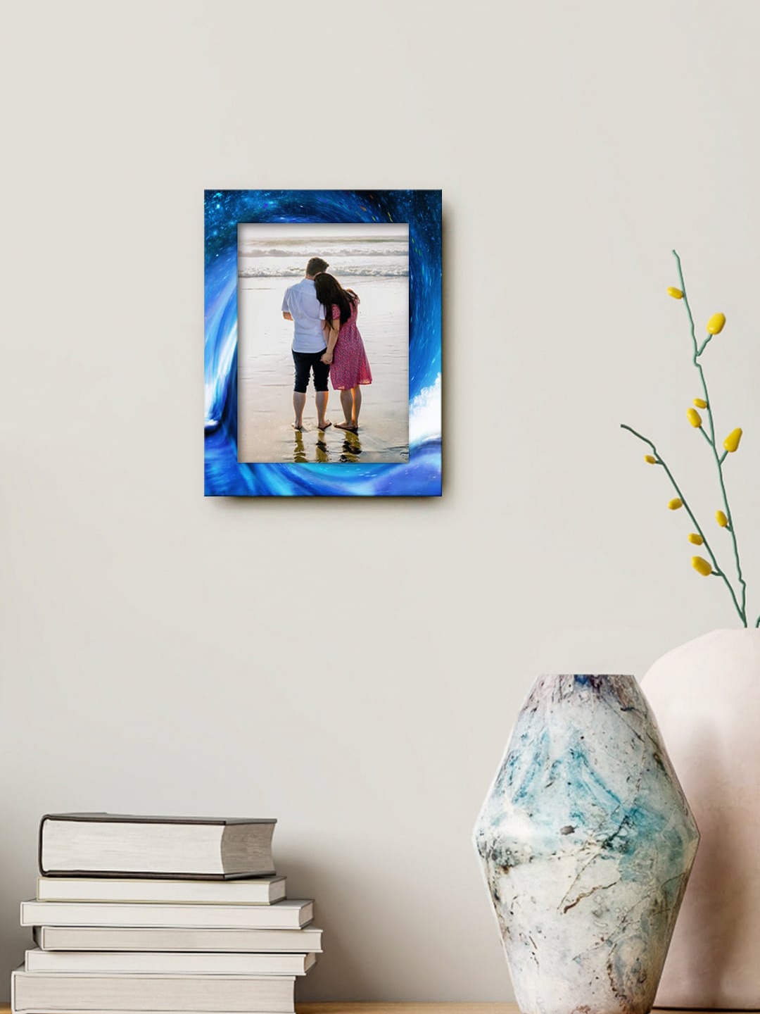 

999Store Blue & Black Printed MDF Wall Photo Frame