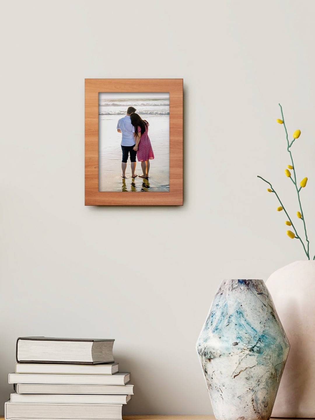 

999Store Brown Rectangular Wooden Texture Printed MDF Wall Photo Frame