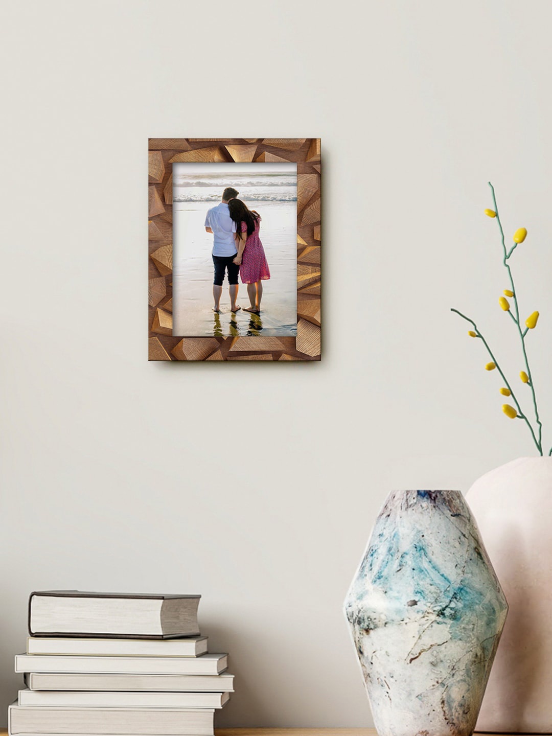 

999Store Brown & Beige Printed MDF Wall Photo Frame