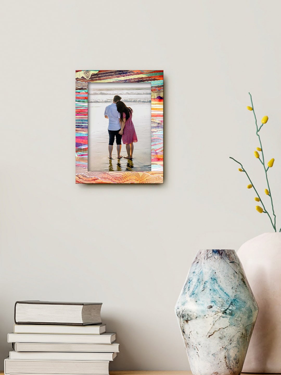 

999Store Brown & Blue Rectangular Abstract Printed MDF Wall Photo Frame