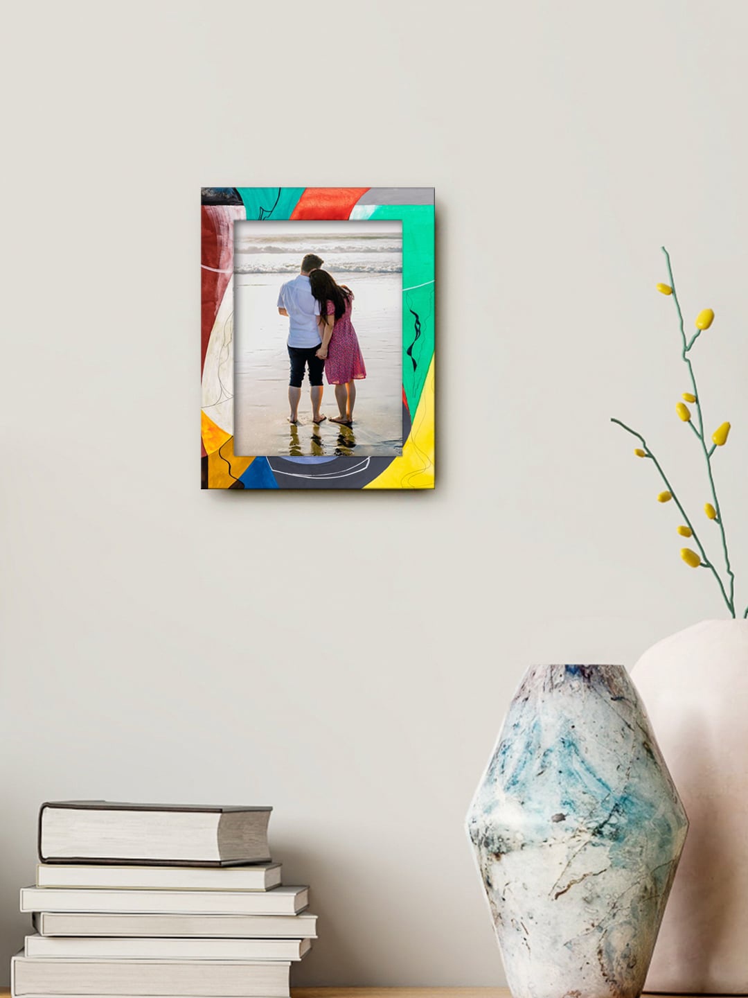 

999Store Green & Yellow Printed MDF Wall Photo Frame