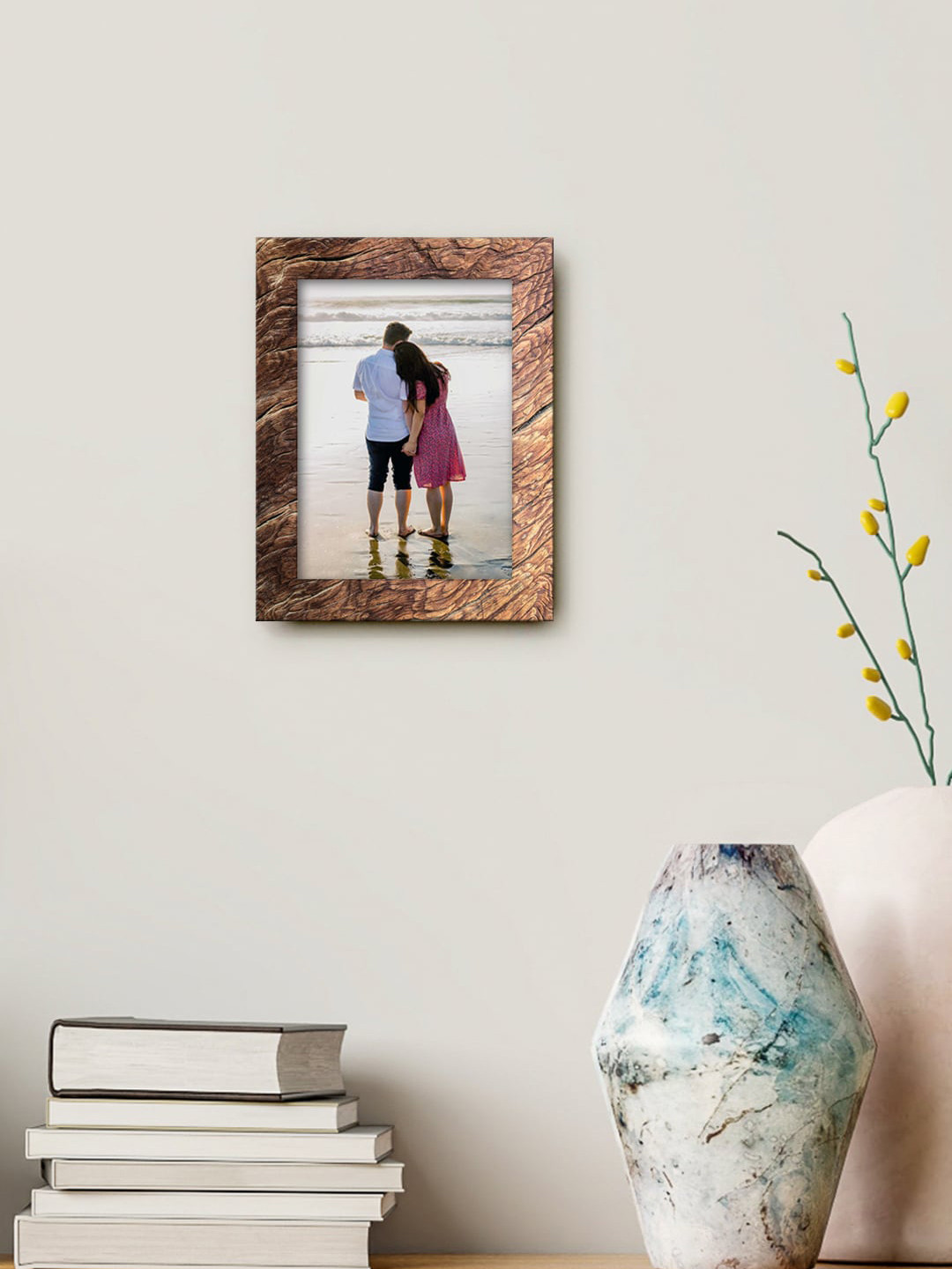 

999Store Brown & Black Rectangular Marble Pattern Printed MDF Wall Photo Frame