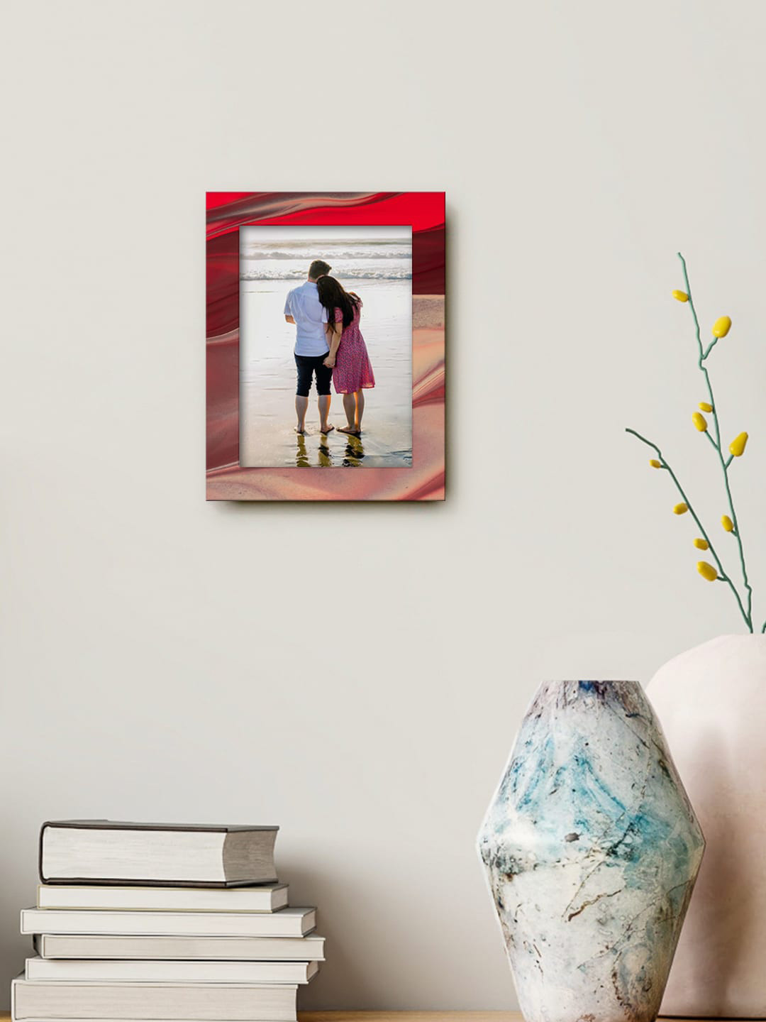 

999Store Red & Brown Printed MDF Wall Photo Frame