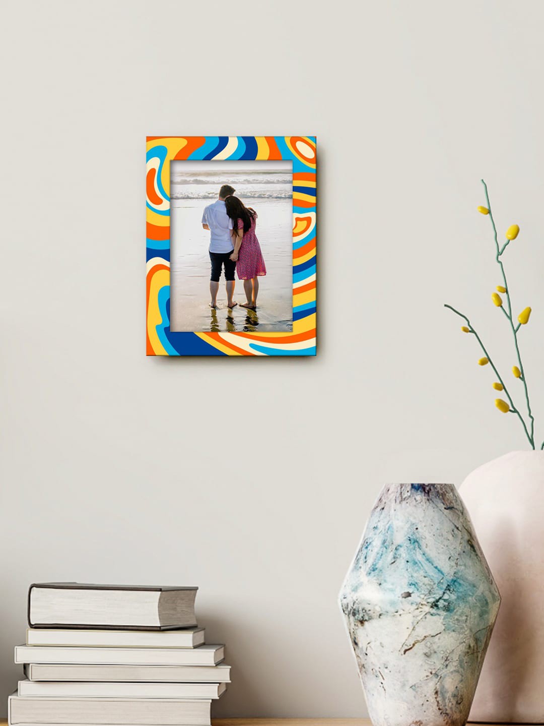 

999Store Yellow & Blue Rectangular Abstract Printed MDF Photo Frame