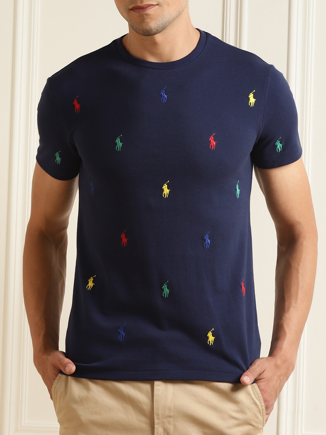 

Polo Ralph Lauren Men Navy Blue Printed T-shirt