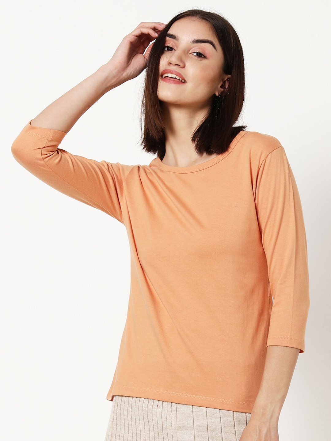 

Bewakoof Women Orange Solid T-shirt