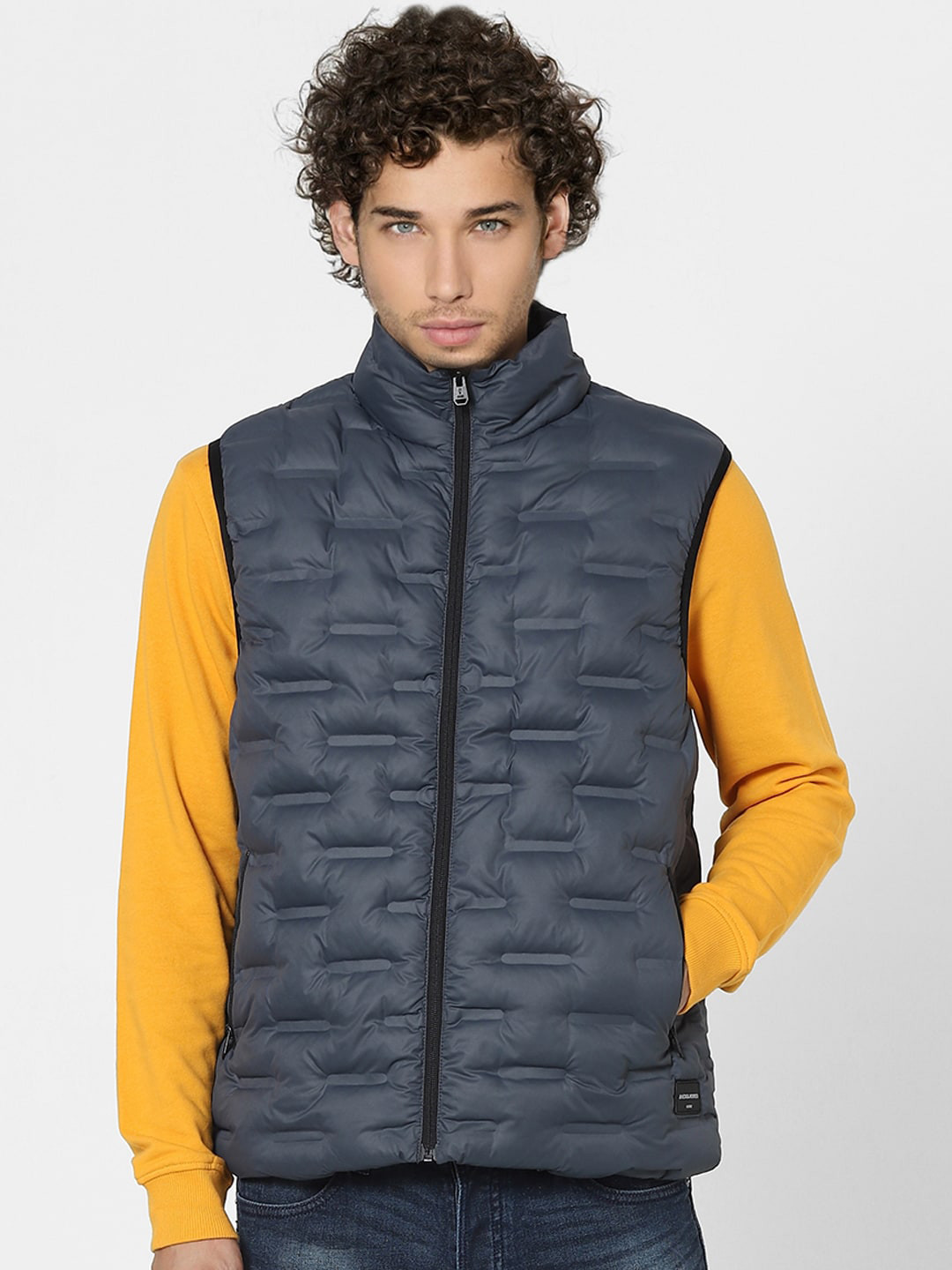 

Jack & Jones Men Grey Solid Padded Jacket