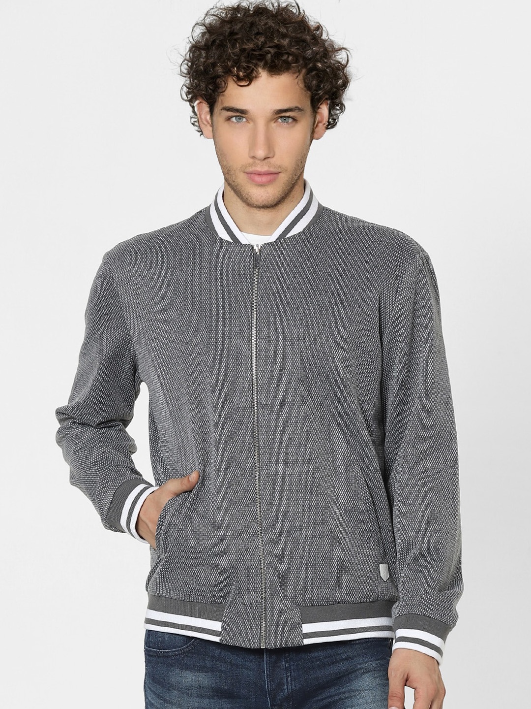 

Jack & Jones Men Grey Bomber Jacket