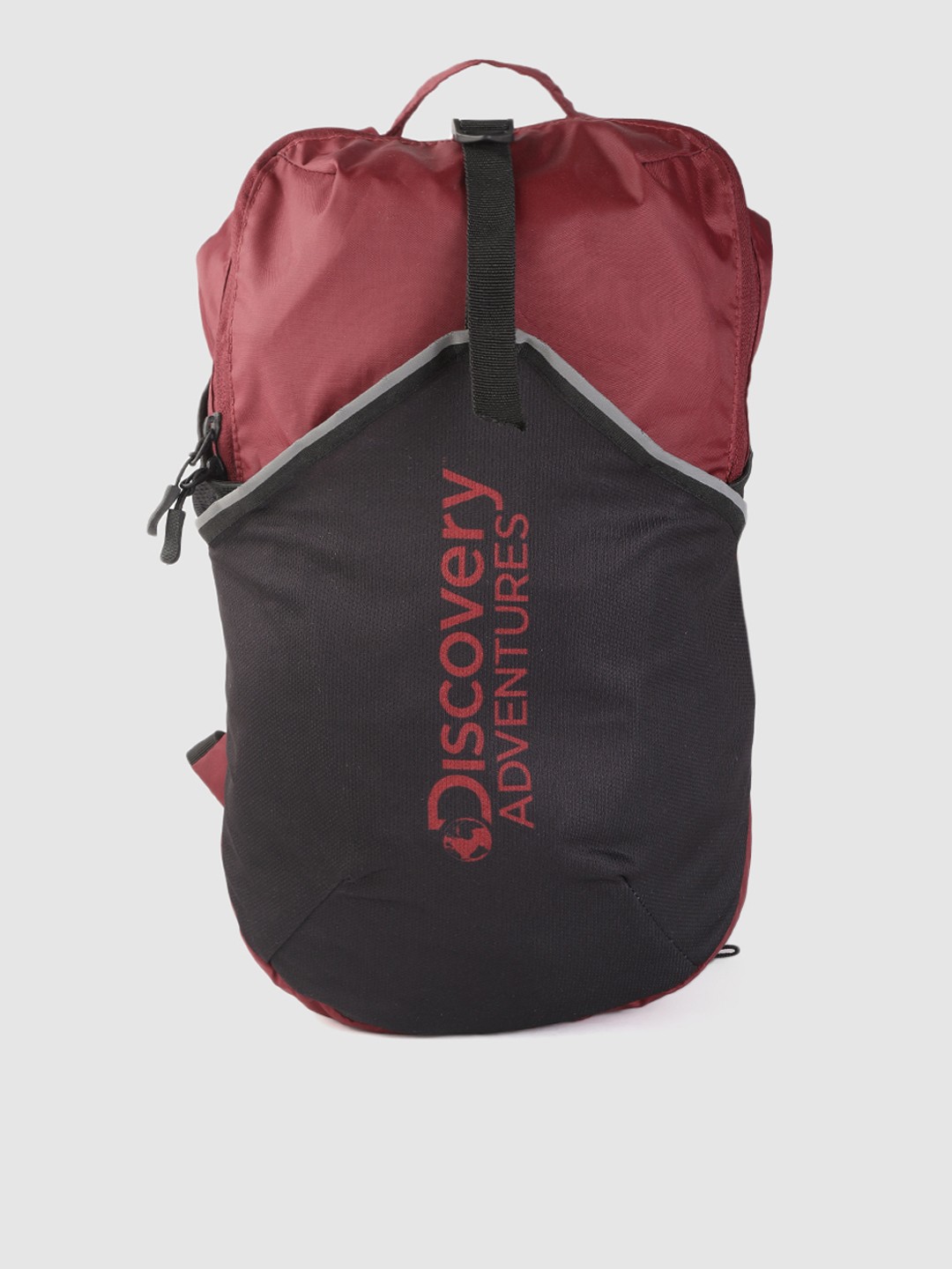 

The Roadster Lifestyle Co x Discovery Adventures Unisex Maroon & Black Colourblocked Foldable Backpack