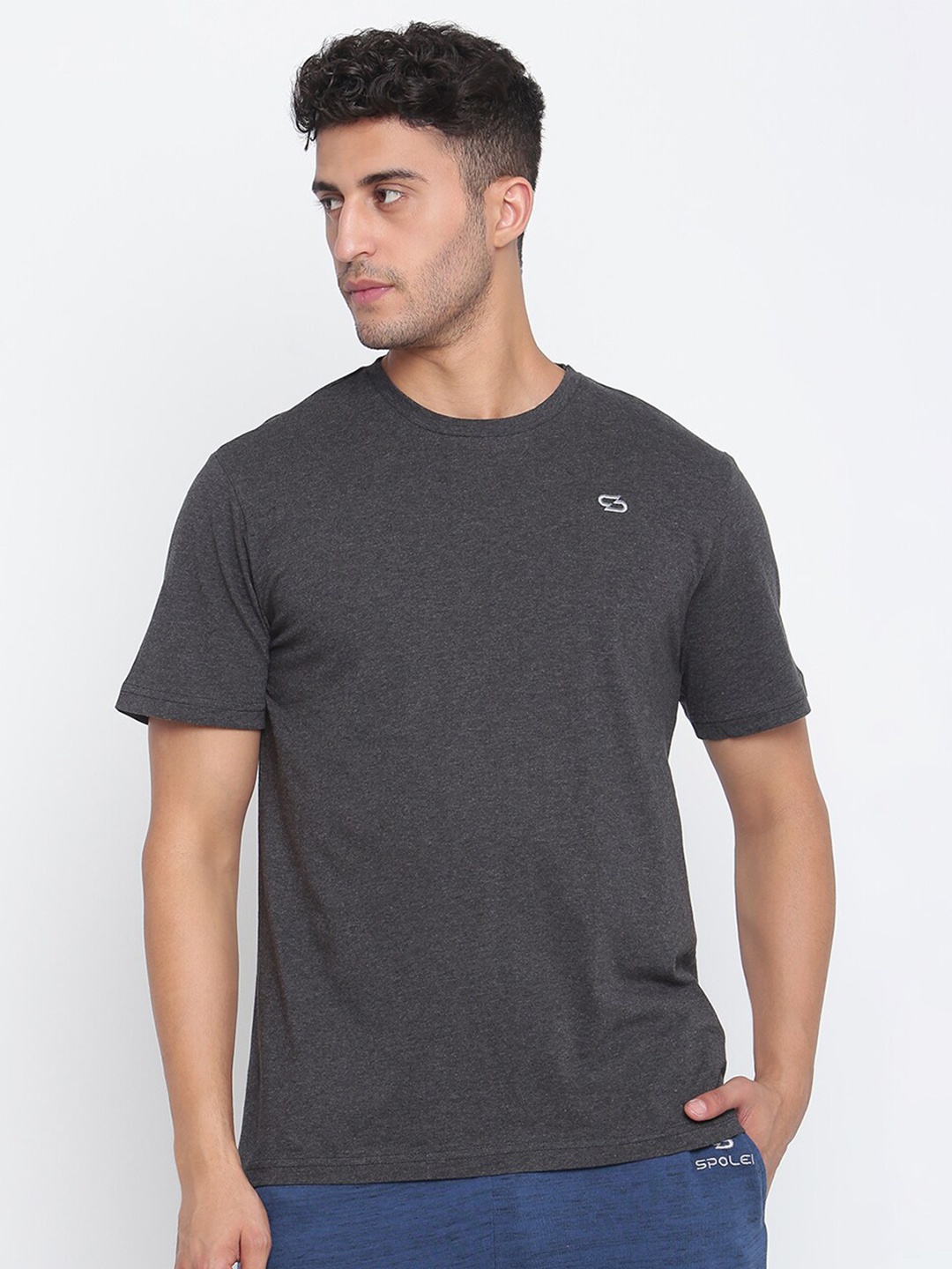 

Spolei Men Charcoal Slim Fit T-shirt