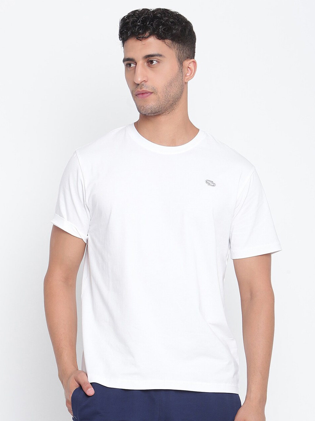 

Spolei Men White Slim Fit T-shirt