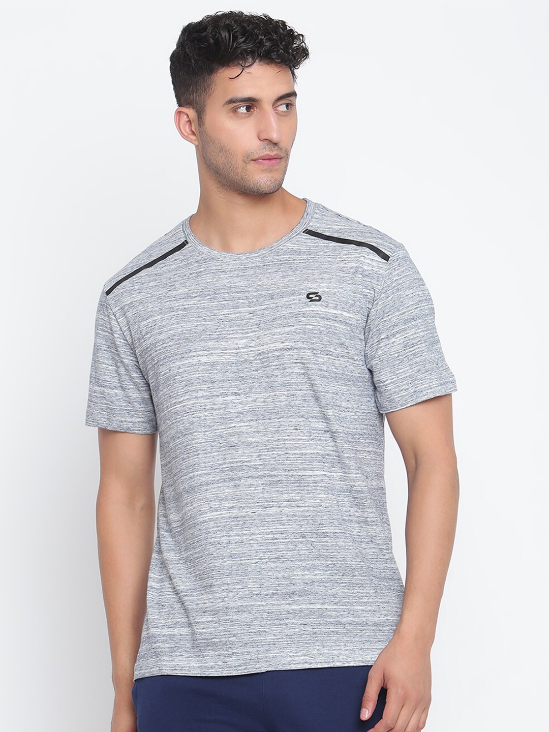 

Spolei Men Grey Melange Slim Fit T-shirt
