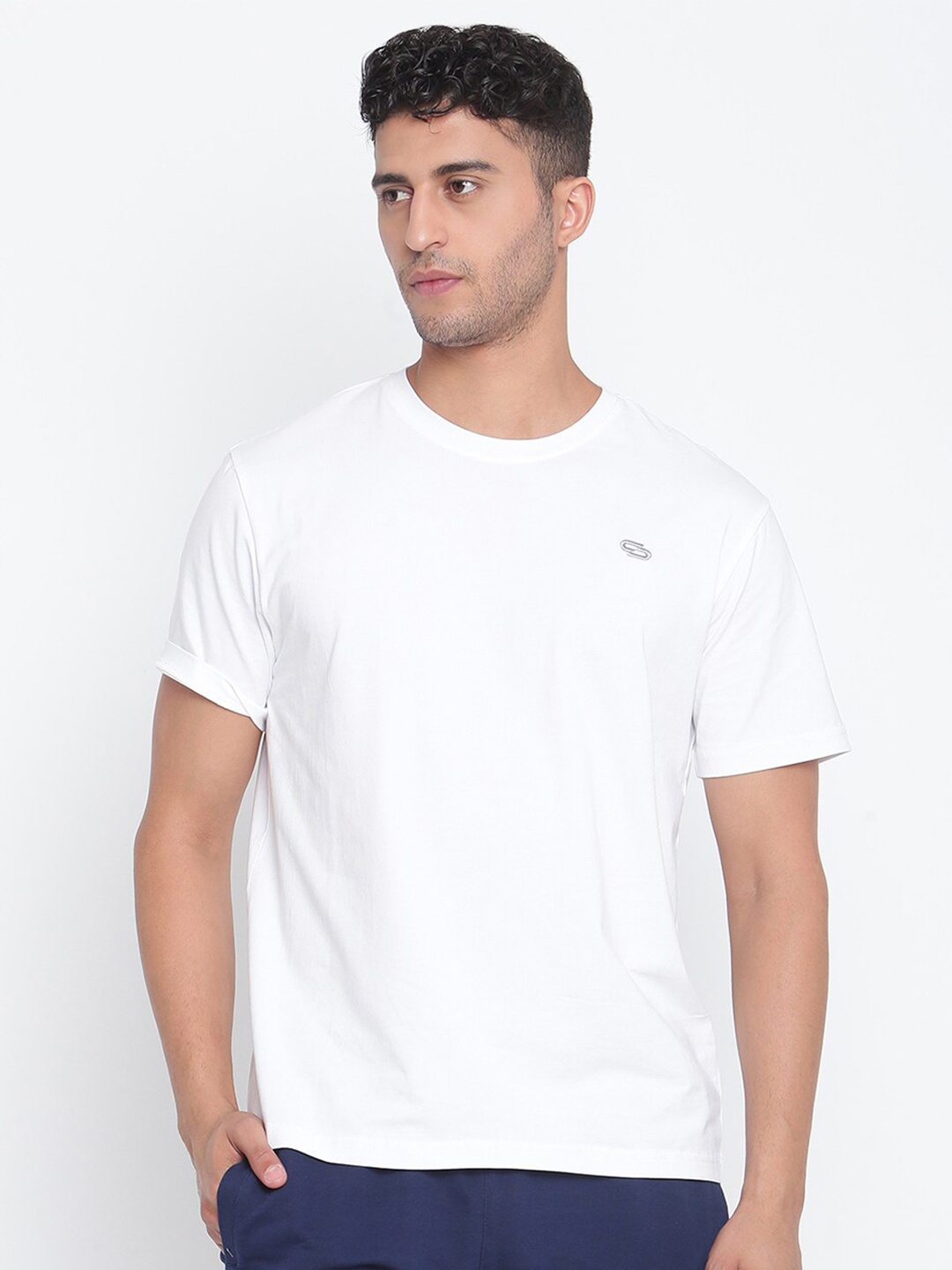 

Spolei Men White Slim Fit T-shirt