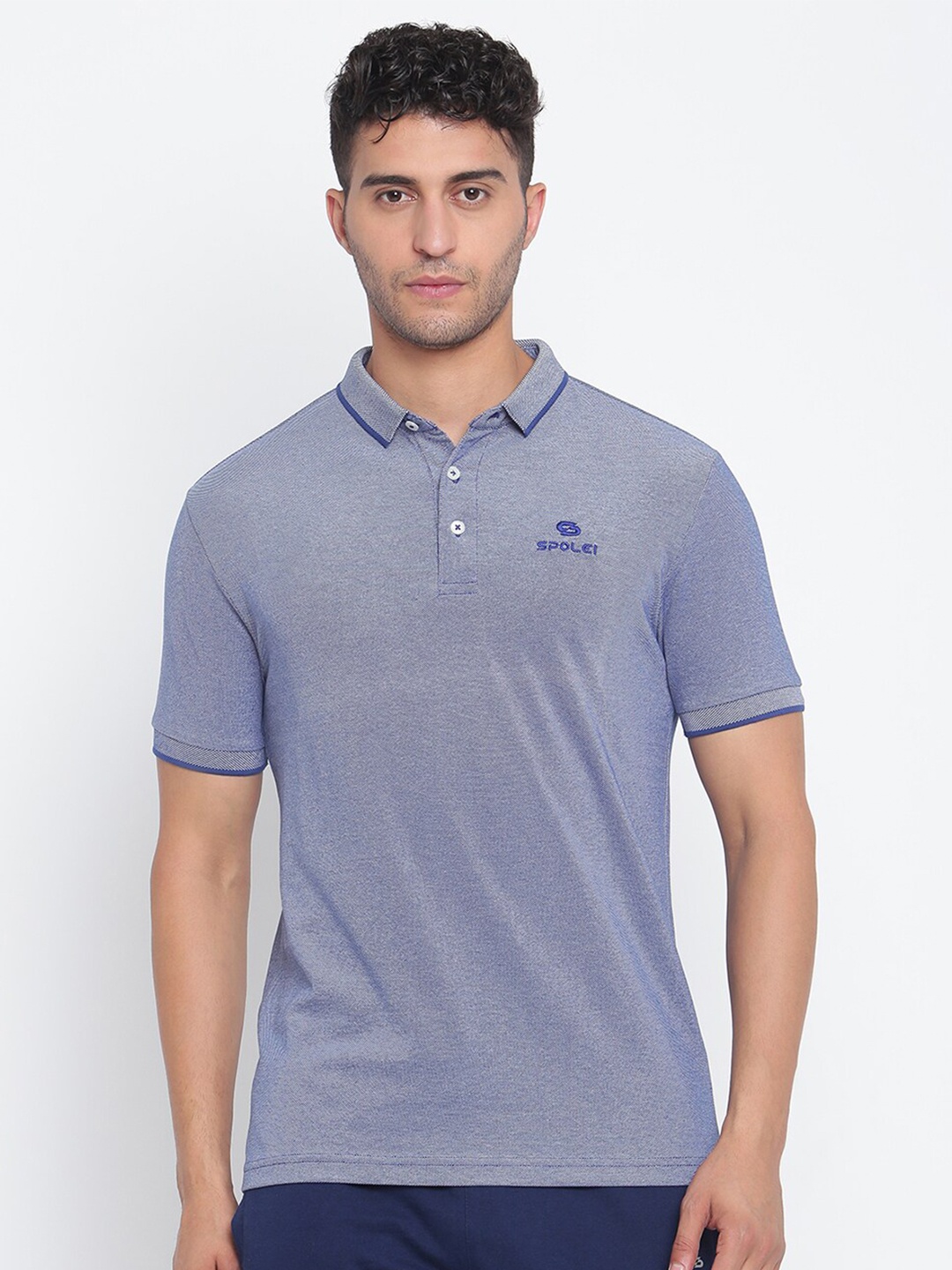 

Spolei Men Purple Polo Collar Slim Fit T-shirt