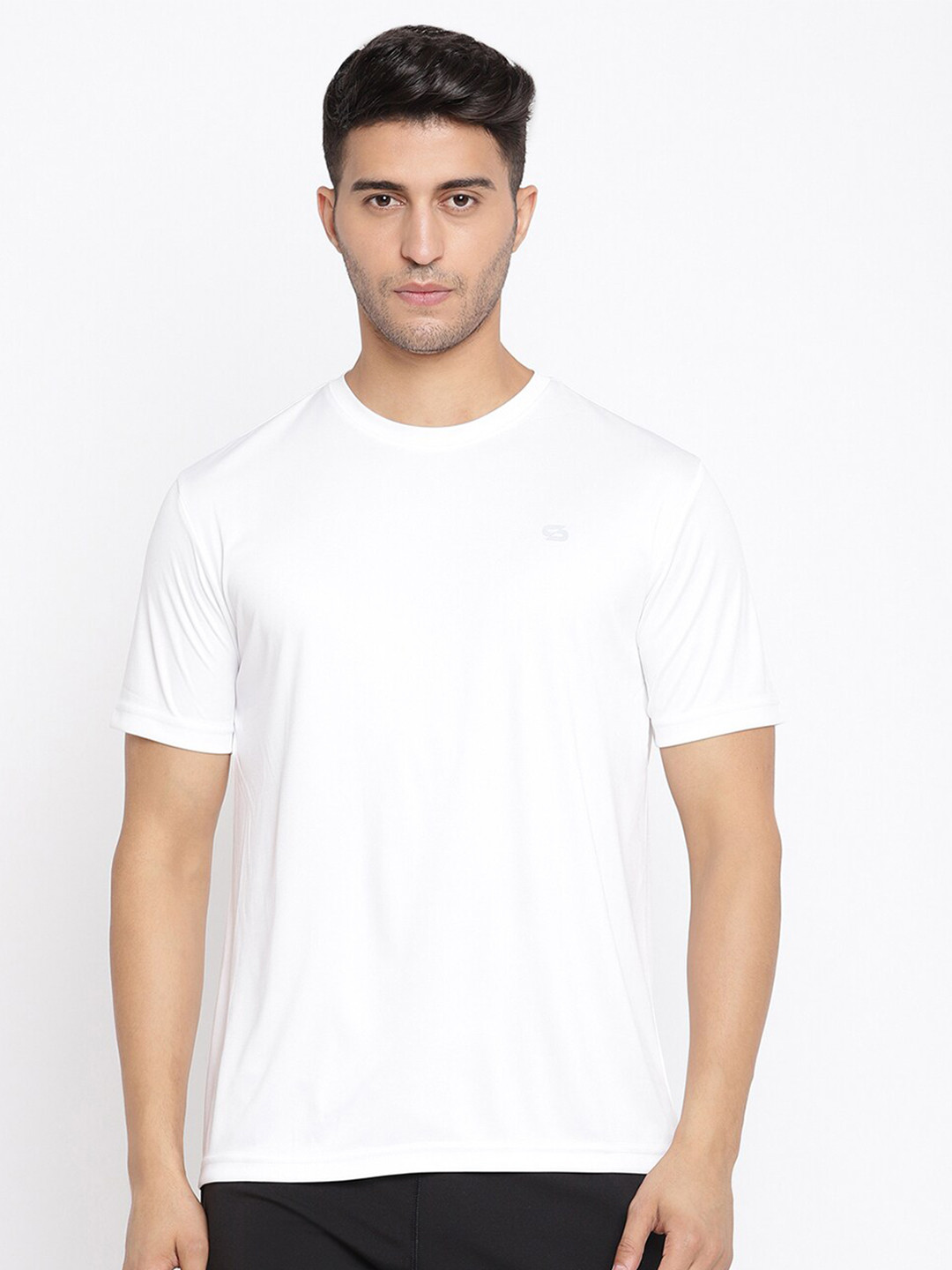 

Spolei Men White Raw Edge Slim Fit T-shirt