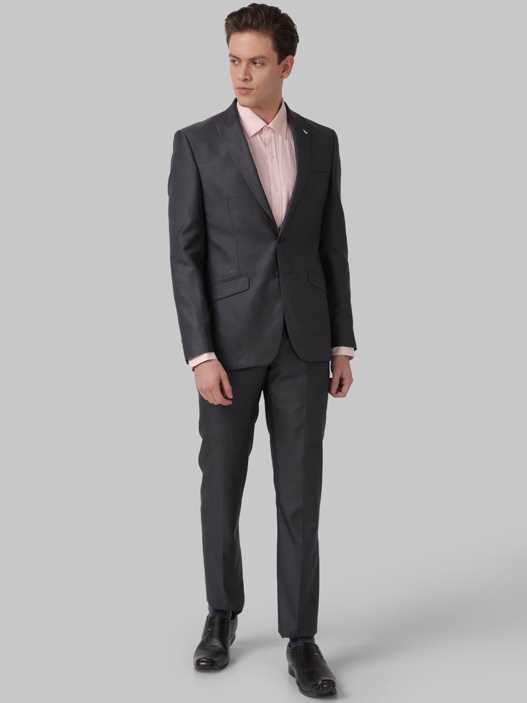 

Park Avenue Men Grey Solid Super Slim-Fit Two-Piece Formal Suit