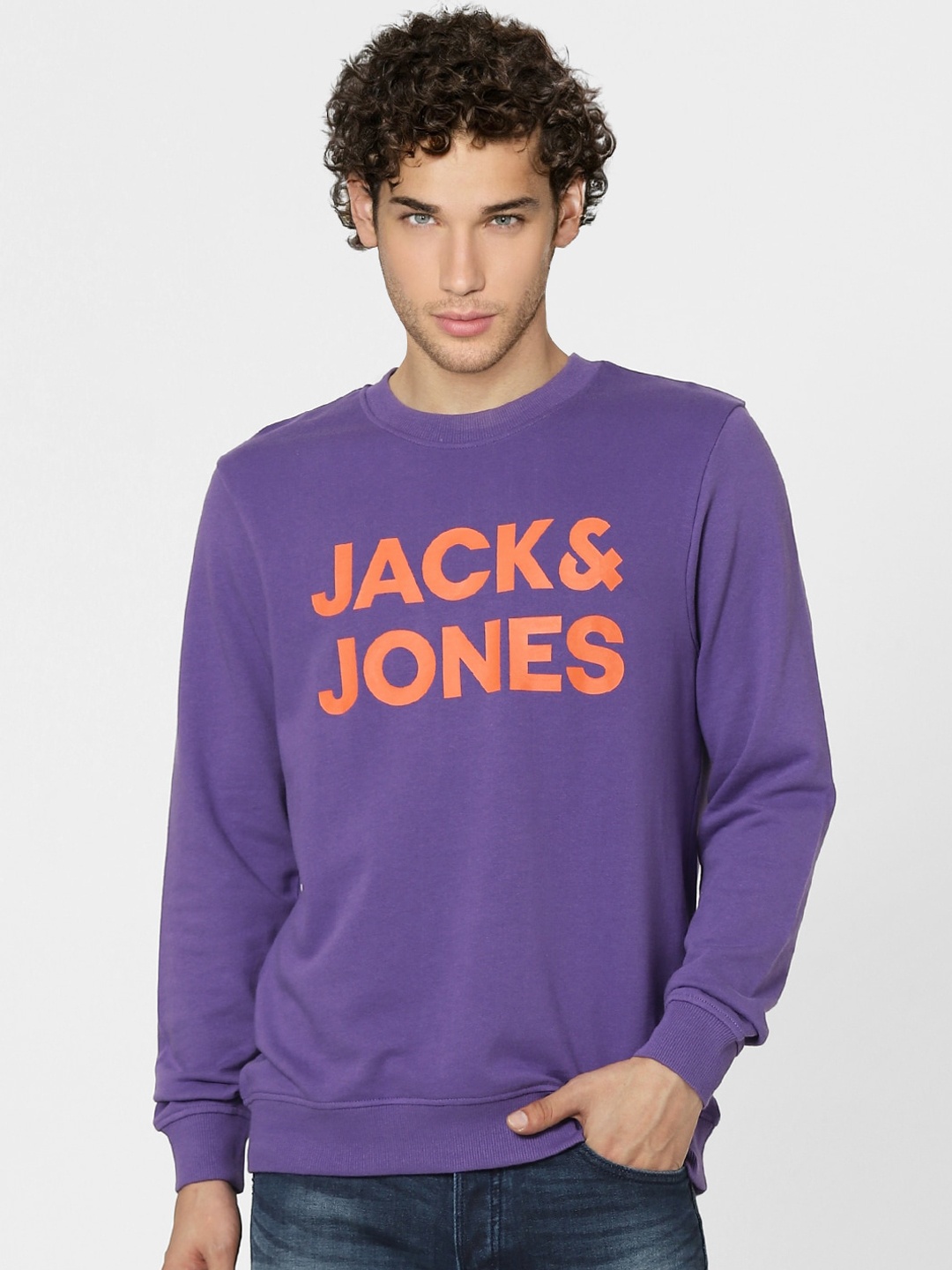 

Jack & Jones Men Purple Printed Sweatshirt