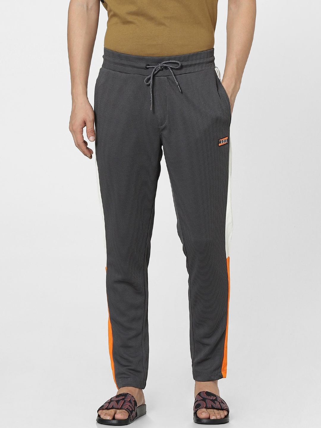

Jack & Jones Men Grey Melange Solid Track Pants
