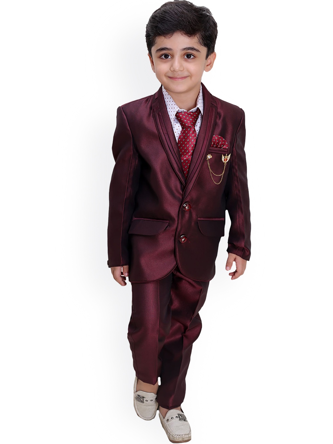 

FOURFOLDS Boys Burgundy 4-Piece Party Suit