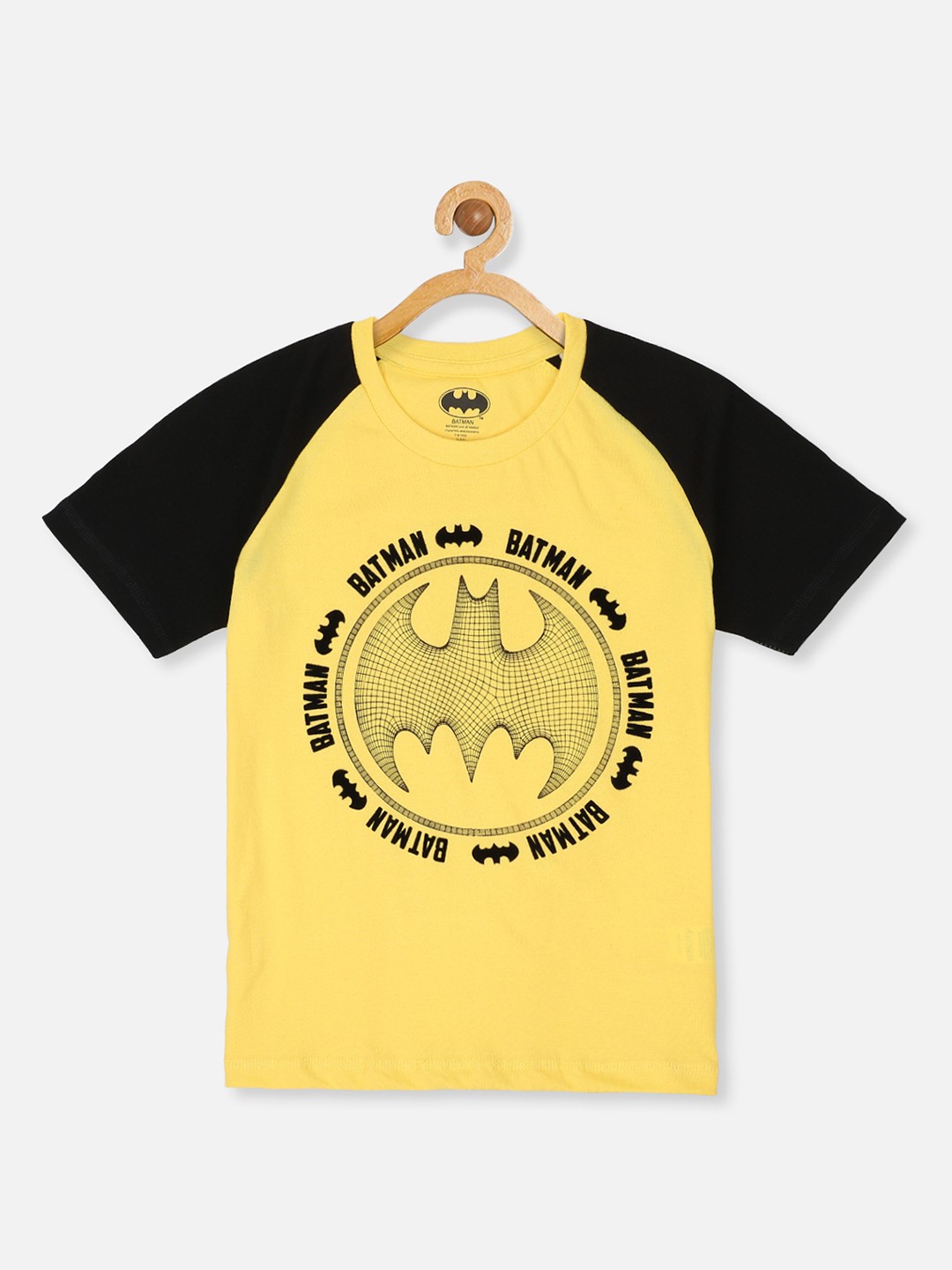 

Kids Ville Boys Yellow Batman Printed Cotton T-shirt